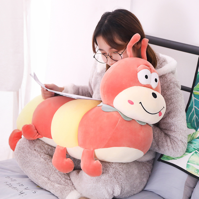 50/60/80 cm Large Soft Colorful Cartoon Carpenter Worm Plush Toy Climbing Mat Pillow Toys For Children