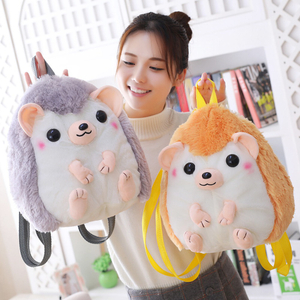 Cartoon Hedgehog Soft Backpack Plush Toy Stuffed Animal Hedgehog Schoolbag Cotton Toy Brand For Kids Gift Birthday