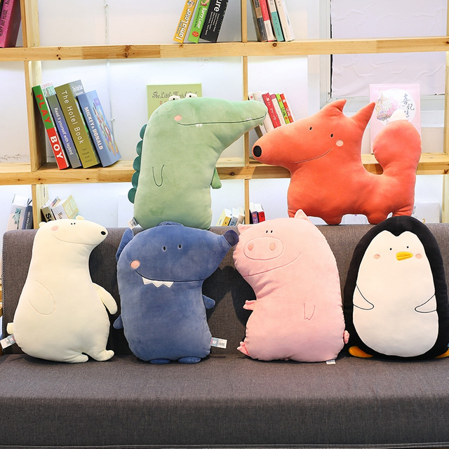 48-52 cm Plush Animal Fox Penguin Pig Wolf Bear Cushion Toys Sofa & Chair Pillow For Children Family Drop Shipping Available