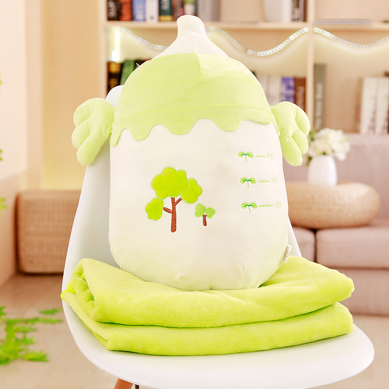 48 cm 2 in 1 Plush Feeding Bottle Pillow Soft Plush Pillow Air Conditioner Blanket Creative Toys For Children Home Decoration