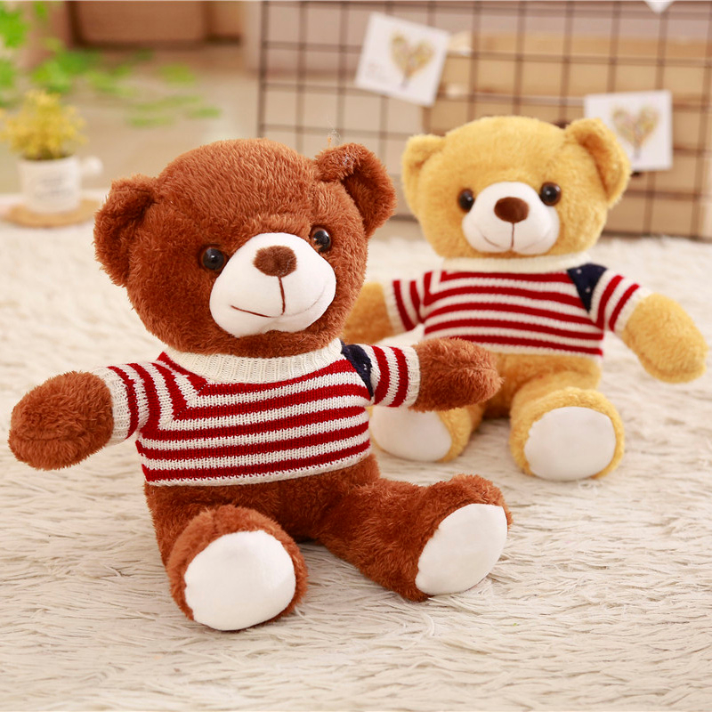 Wholesale 5 Pieces A Lot 30/35 cm Soft Plush Sweater Bears Plush Toy Stuffed Animal Teddy bear Bed Toy For Children's Gift