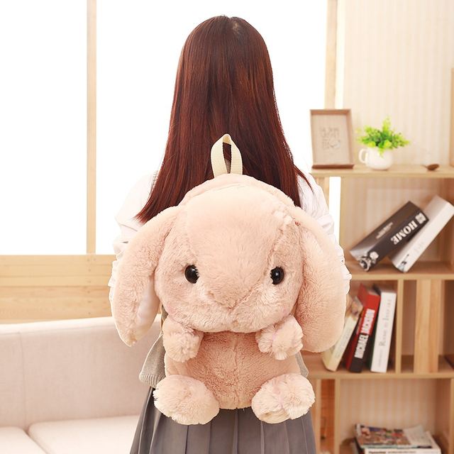 50 cm Soft Rabbit Backpack Shoulder Bag Plush Toy Stuffed Cute Rabbit Doll Dual Function Toys Gift for Teenager Girl