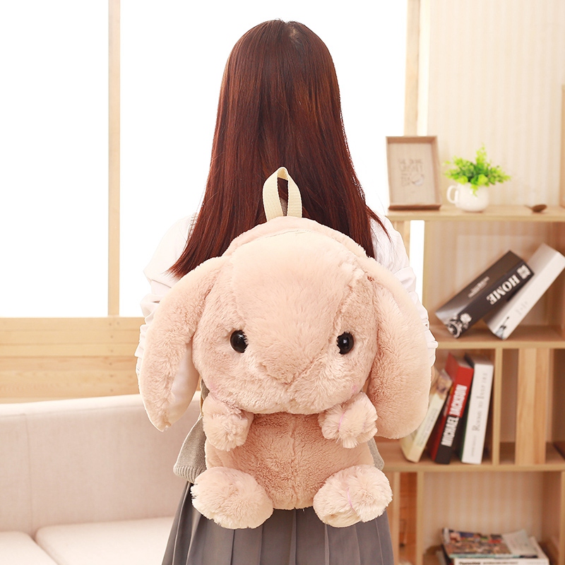 50 cm Soft Rabbit Backpack Shoulder Bag Plush Toy Stuffed Cute Rabbit Doll Dual Function Toys Gift for Teenager Girl